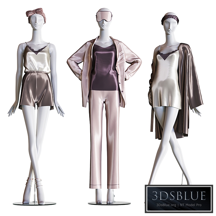 Set of female home clothes on mannequins 3DS Max - thumbnail 3