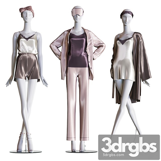 Set of Female Home Clothes On Mannequins 3dsmax Download - thumbnail 1