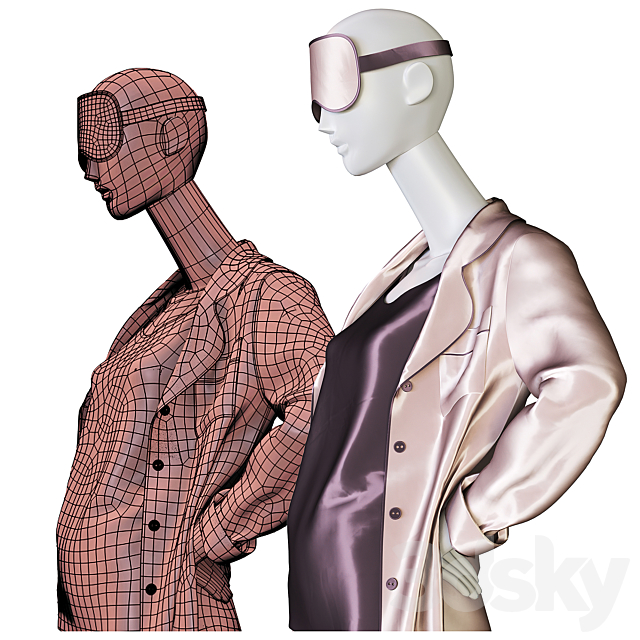 Set of female home clothes on mannequins 3DSMax File - thumbnail 3