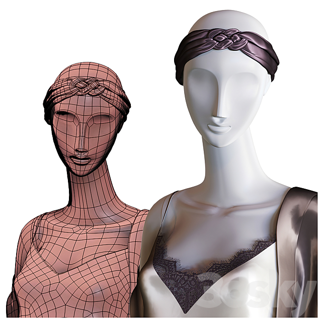 Set of female home clothes on mannequins 3DSMax File - thumbnail 4