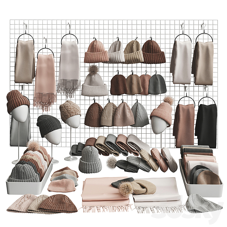 Set of hats and accessories 01 3DS Max Model - thumbnail 1