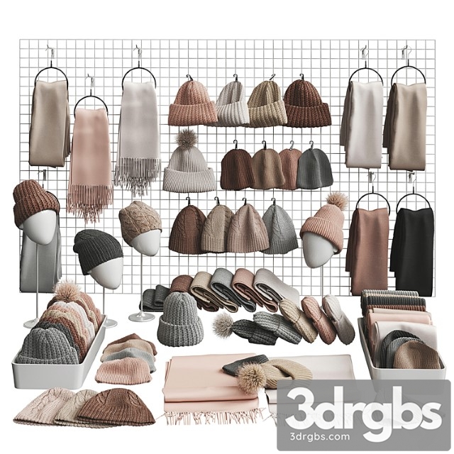 Set of hats and accessories 01 - thumbnail 1