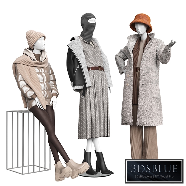 Set of outerwear on mannequins 3DS Max - thumbnail 3