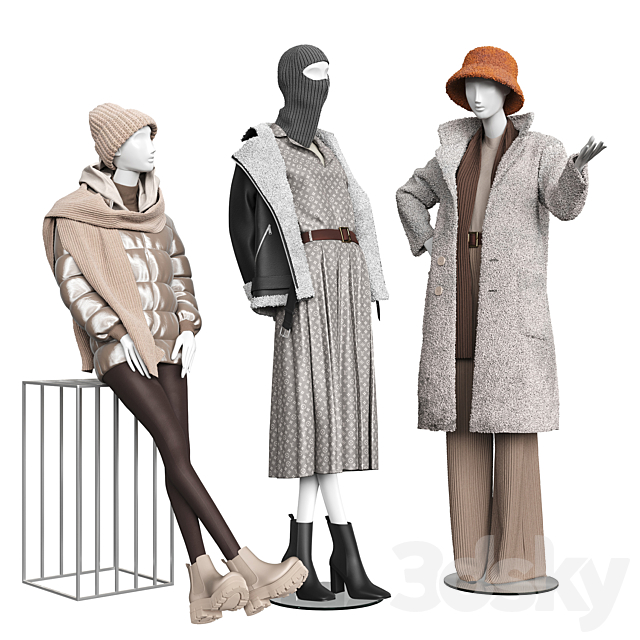 Set of outerwear on mannequins 3DSMax File - thumbnail 1