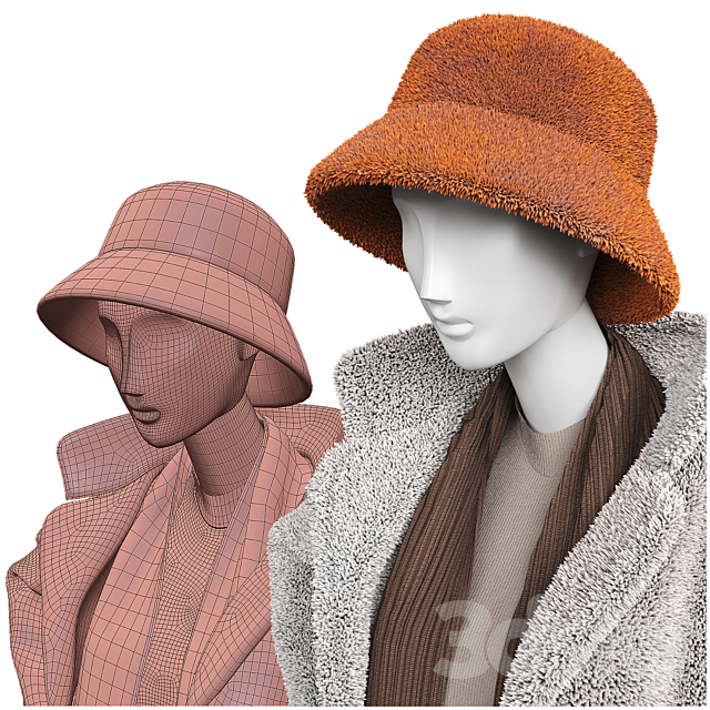 Set of outerwear on mannequins 3DSMax File - thumbnail 2