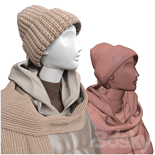 Set of outerwear on mannequins 3DSMax File - thumbnail 5