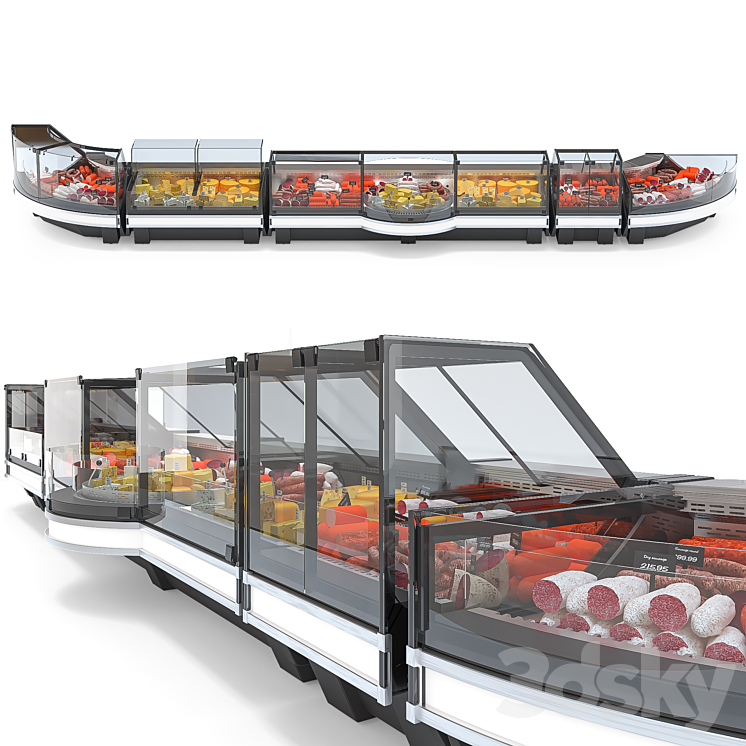 Set of showcases for grocery store 3DS Max Model - thumbnail 2