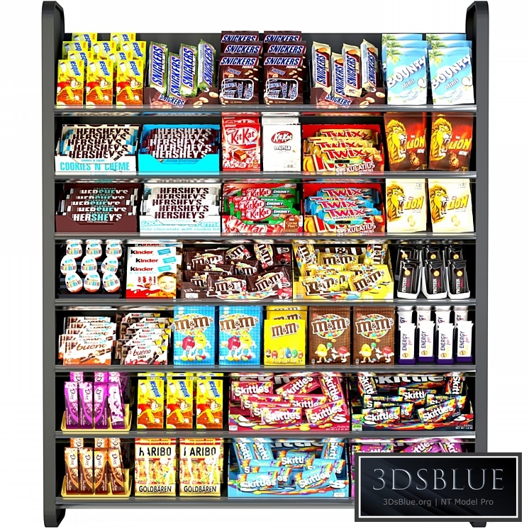 Shelf in the supermarket with sweets. Chocolate 3DS Max - thumbnail 3