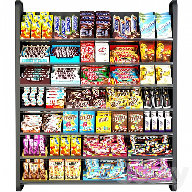 Shelf in the supermarket with sweets. Chocolate 3DSMax File - thumbnail 1