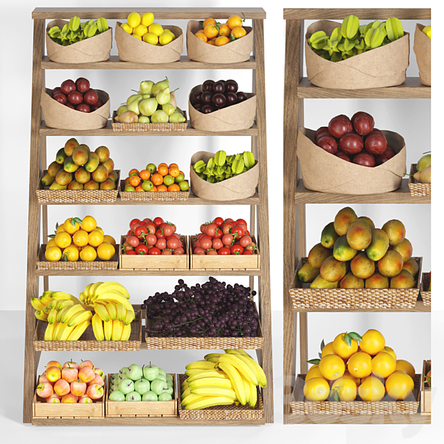 Shelf with fruits and vegetables in the market. Fruit 11 3ds Max - thumbnail 1