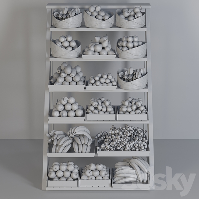 Shelf with fruits and vegetables in the market. Fruit 11 3ds Max - thumbnail 2