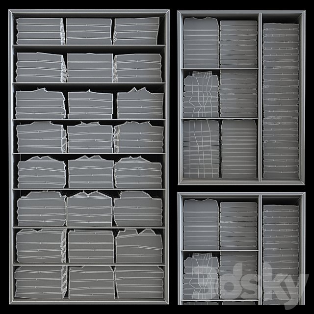 Shelves with shirts 3DS Max Model - thumbnail 2