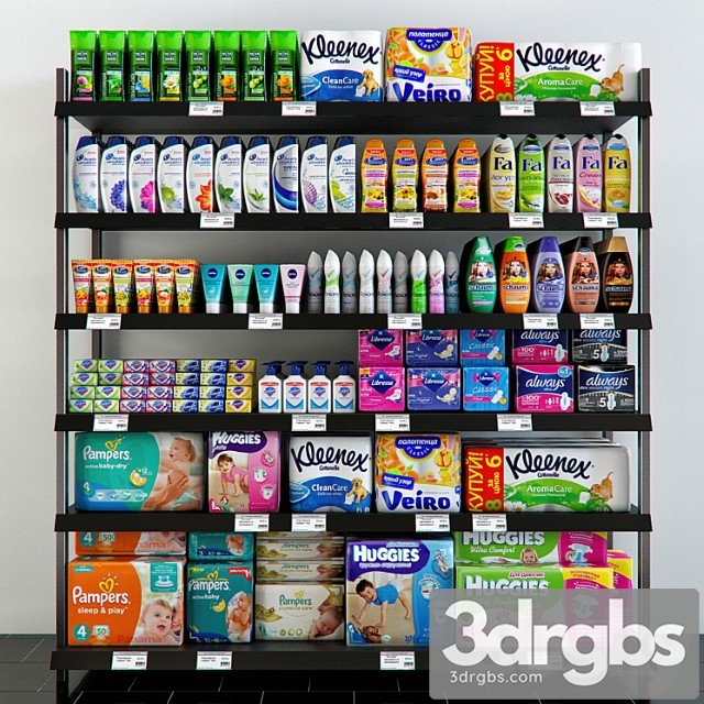 Shelving With Hygiene Products 3dsmax Download - thumbnail 1