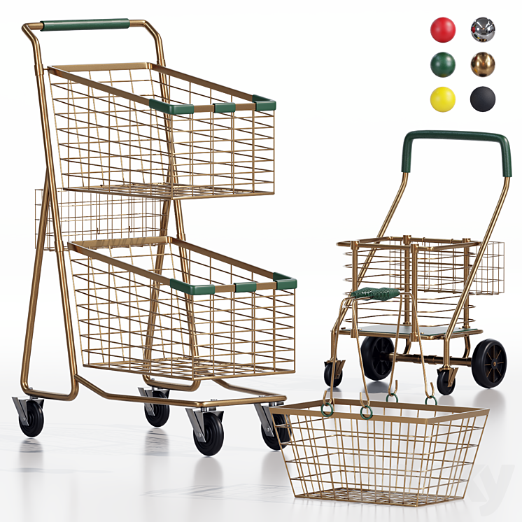 shop cart set01 3DS Max Model - thumbnail 1