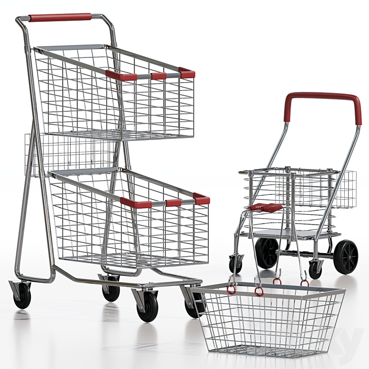 shop cart set01 3DS Max Model - thumbnail 2