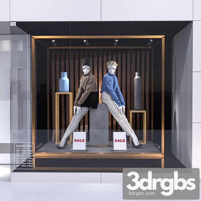 Shop front with female mannequin 001 - thumbnail 1