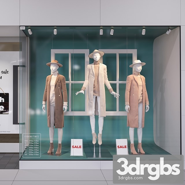 Shop front with female mannequins 3dsmax Download - thumbnail 1