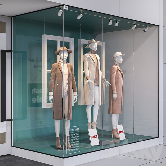 Shop front with female mannequins 3DSMax File - thumbnail 2