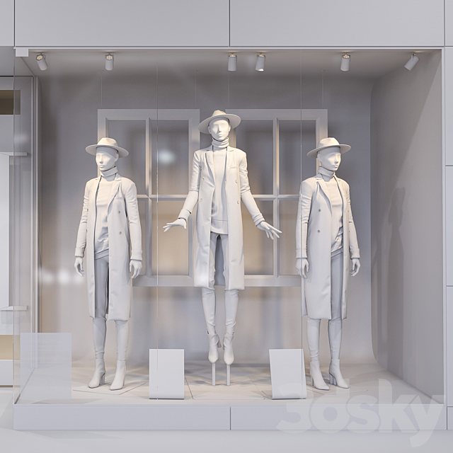 Shop front with female mannequins 3DSMax File - thumbnail 3