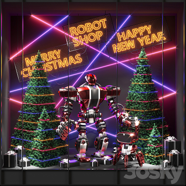 Shop window of robots 3DS Max - thumbnail 1