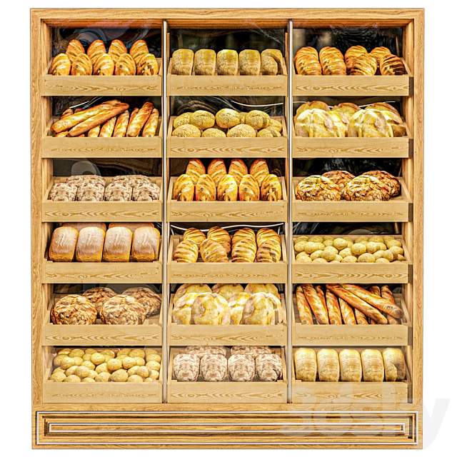 Showcase in a bakery with pastries 2. Bread 3ds Max - thumbnail 1