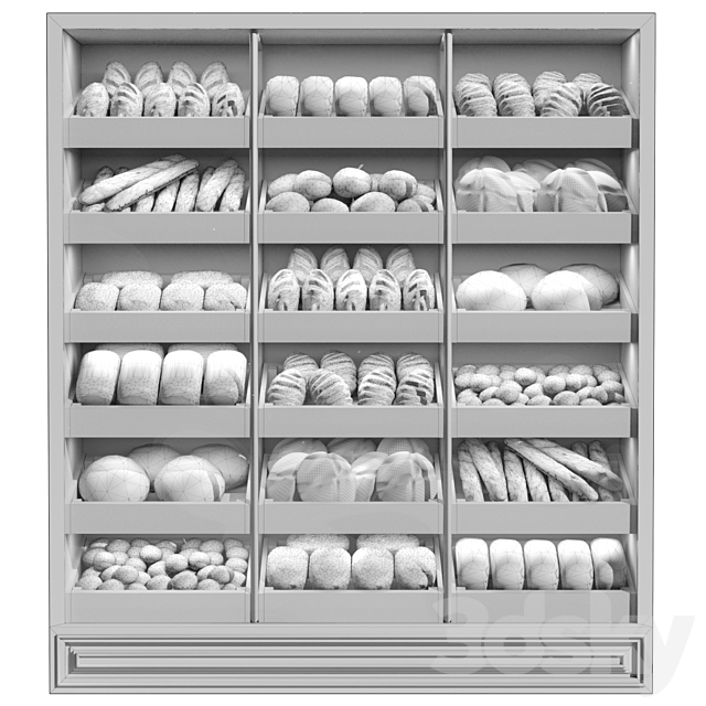 Showcase in a bakery with pastries 2. Bread 3ds Max - thumbnail 2