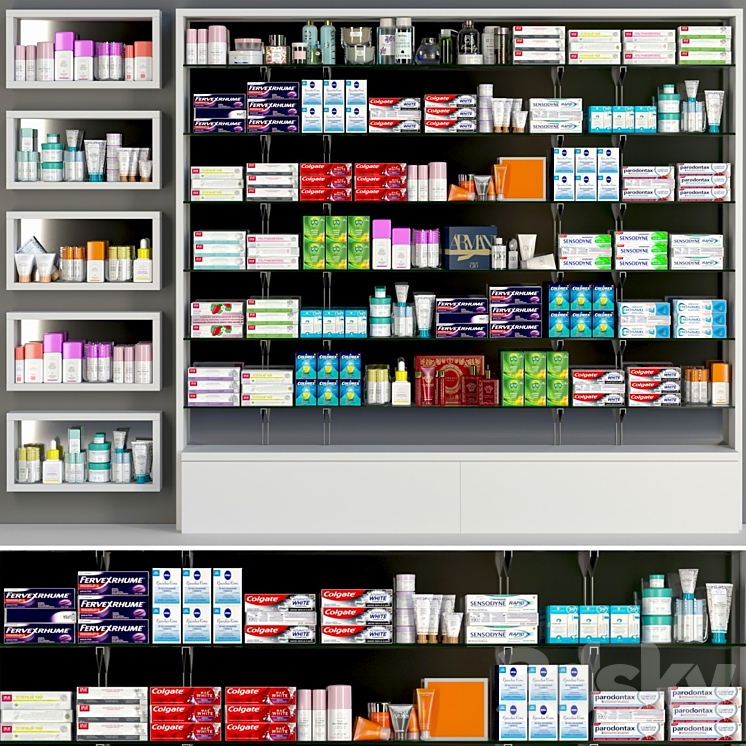 Showcase in a pharmacy 3DS Max Model - thumbnail 1