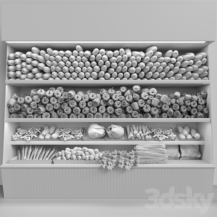 Showcase in a supermarket with fresh fruits and vegetables. Food 3DS Max - thumbnail 2