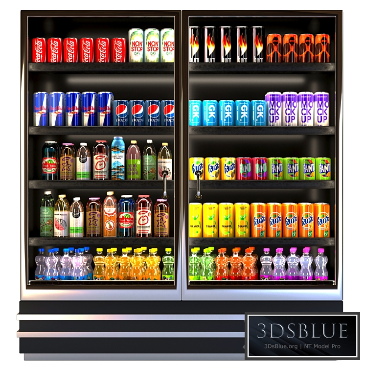 Showcase in a supermarket with lemonades juices and energy drinks 8 3DS Max - thumbnail 3