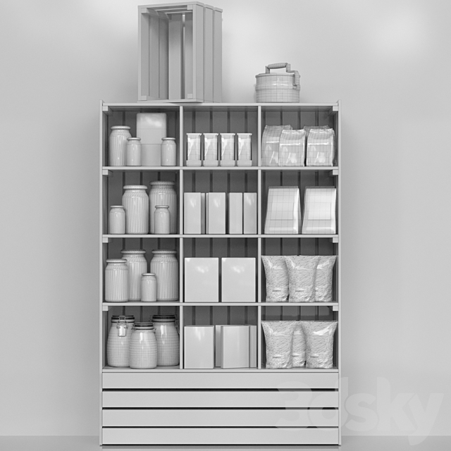 Showcase in a supermarket with nuts cereals and dry breakfasts 3DS Max Model - thumbnail 2