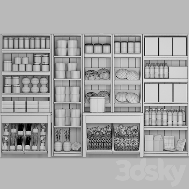 Showcase in a supermarket with products juices and spices 5 3DS Max Model - thumbnail 2