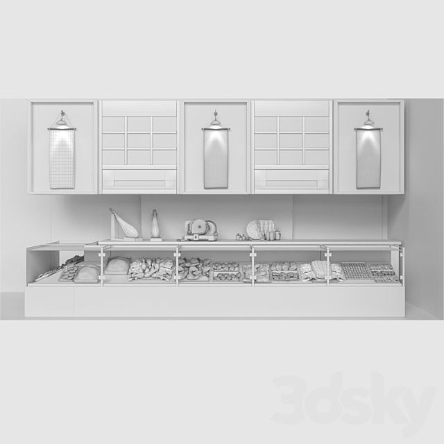 Showcase in a supermarket with semi-finished products and meat. Food 3DS Max Model - thumbnail 2