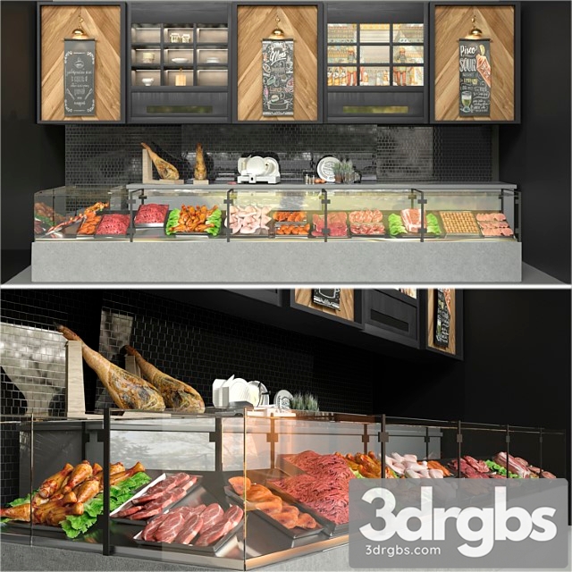 Showcase In A Supermarket With Semi Finished Products and Meat Food 3dsmax Download - thumbnail 1