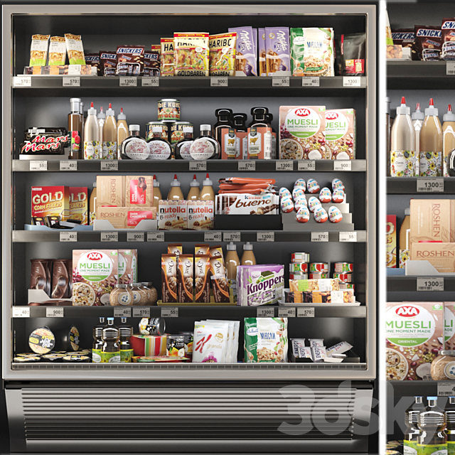 Showcase in a supermarket with sweets cereals and snacks 3 3ds Max - thumbnail 1