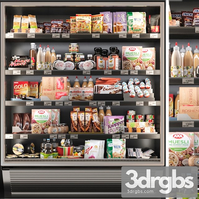 Showcase in a supermarket with sweets cereals and snacks 3 3dsmax Download - thumbnail 1