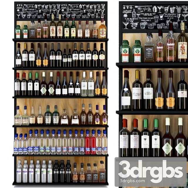 Showcase with alcohol in a supermarket 4. wine 3dsmax Download - thumbnail 1