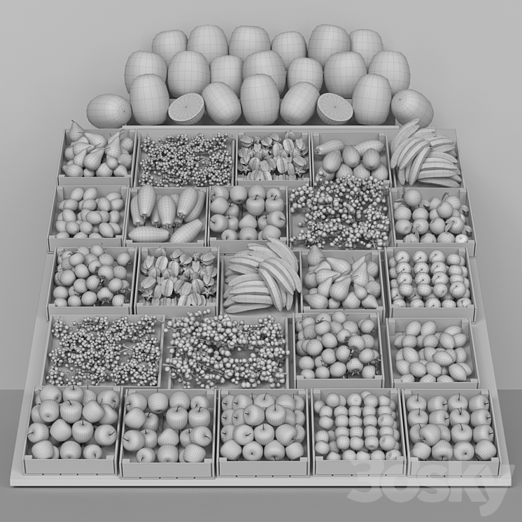 Showcase with fruits and vegetables in the market or hypermarket 11 3DS Max Model - thumbnail 2