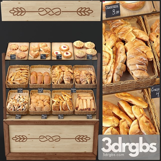 Showcase with pastries for shop and cafe. bread - thumbnail 1