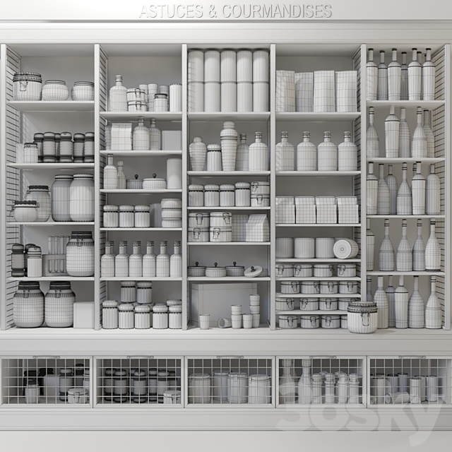 Showcase with spices alcohol and groceries in the supermarket. Food 3DS Max Model - thumbnail 2