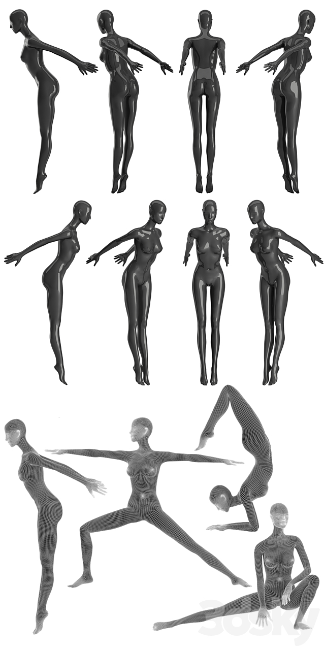 sport mannequins 3 3DS Max Model - thumbnail 5