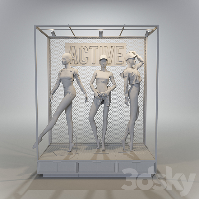 Sportswear female mannequin 3DS Max Model - thumbnail 2