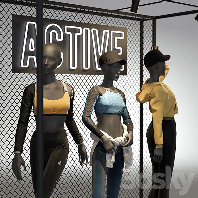 Sportswear female mannequin 3DS Max Model - thumbnail 3