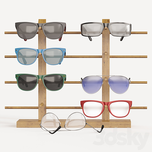 Sunglasses stand with glasses 3DSMax File - thumbnail 4