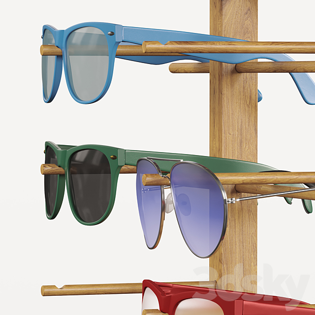 Sunglasses stand with glasses 3DSMax File - thumbnail 5