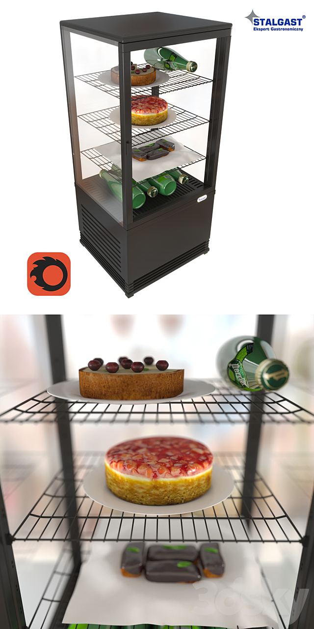 Table refrigerated showcase Stalgast 852171 with products 3DS Max Model - thumbnail 2