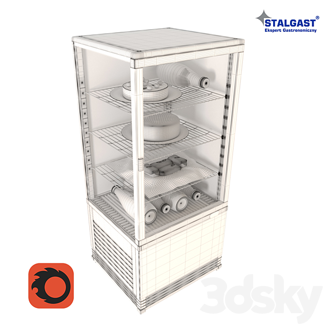 Table refrigerated showcase Stalgast 852171 with products 3DS Max Model - thumbnail 3