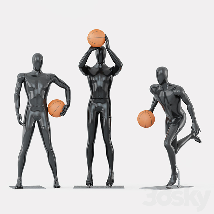 Three faceless mannequins basketball 29 3DS Max - thumbnail 1