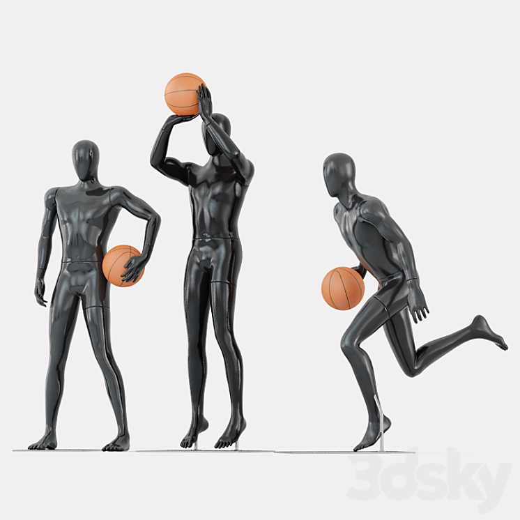 Three faceless mannequins basketball 29 3DS Max - thumbnail 2