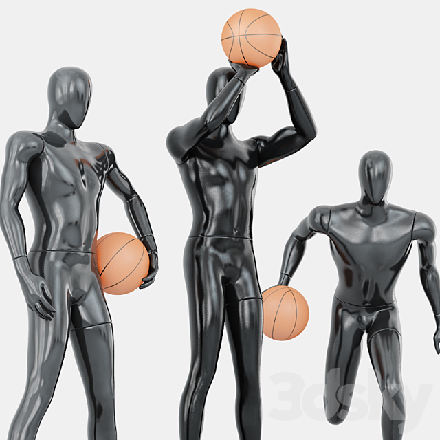 Three faceless mannequins basketball 29 3DS Max Model - thumbnail 3