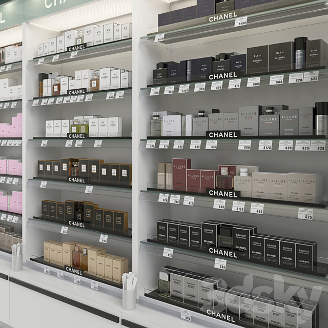 Trade rack with perfume Chanel 3DS Max Model - thumbnail 3